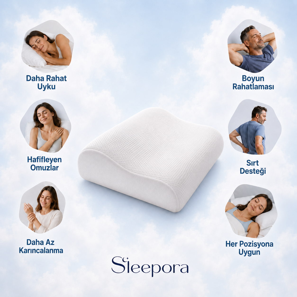 Sleepora™ Ortopedik Visco Boyun Yastığı
